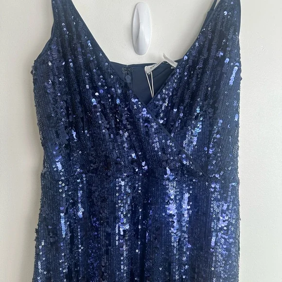 NWT Ramy Brook Leanne Midi Navy Sequin Event Side Slit Dress Size 8 - Picture 3 of 6